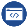 Code on a browser window icon